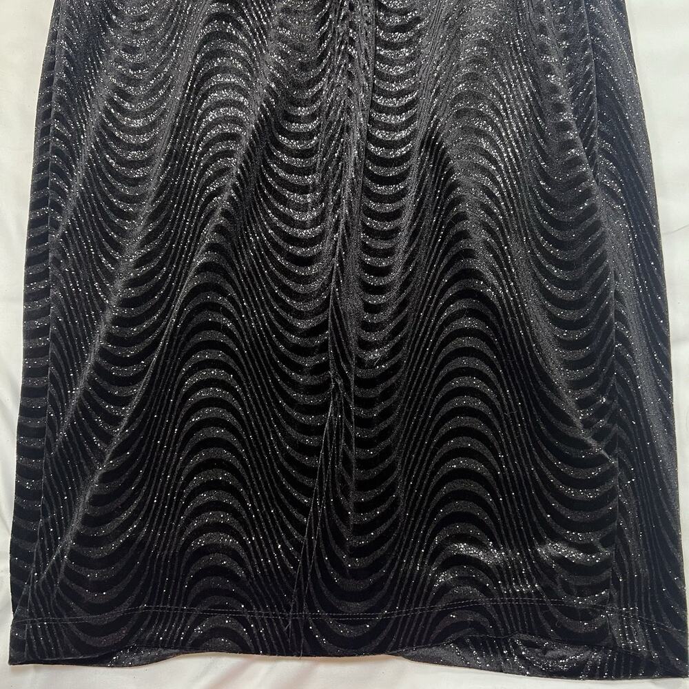 Premier Armour Dress Size 14 Black Sparkle Metallic Velour Cocktail Party NYE - Picture 10 of 11